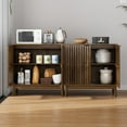 thumbnail image 4 of Smart FENDEE Kitchen Buffet Cabinet with Adjustable Shelf, Wood Coffee Bar Cabinet Sideboard,Walnut, 4 of 7