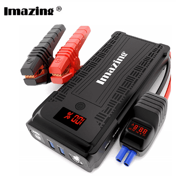Imazing Portable Car Jump Starter - 2500A Peak 20000mAH (Up to 8L Gas or 8L Diesel Engine) 12V Auto Battery Booster Portable Power Pack with LCD Display , QC 3.0 and LED Light