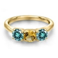 thumbnail image 3 of Gem Stone King 10K Yellow Gold Yellow Citrine and Blue Moissanite Engagement Ring for Women | 1.45 Cttw | Round 5MM | Gemstone November Birthstone | Size 7, 3 of 6