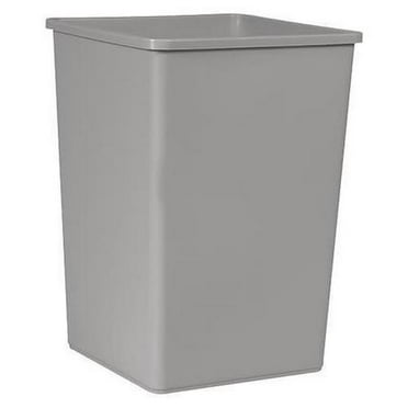 Rubbermaid Commercial 35 gal Square Trash Can, Gray, 19 1/2 in Dia, Open Top, LLDPE