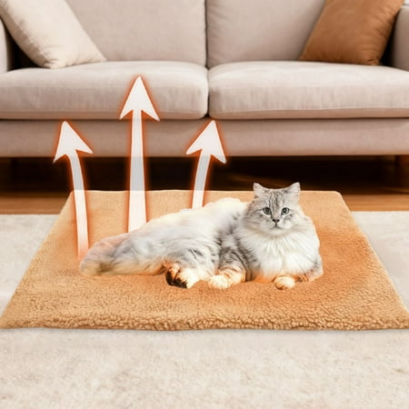 24 x 18 inch Self-Warming Cat Bed Pad Self Heating Pad for Outdoor Cat Houses Warming Mat for Indoor Pet Beds & Furniture Reversible Blanket Washable