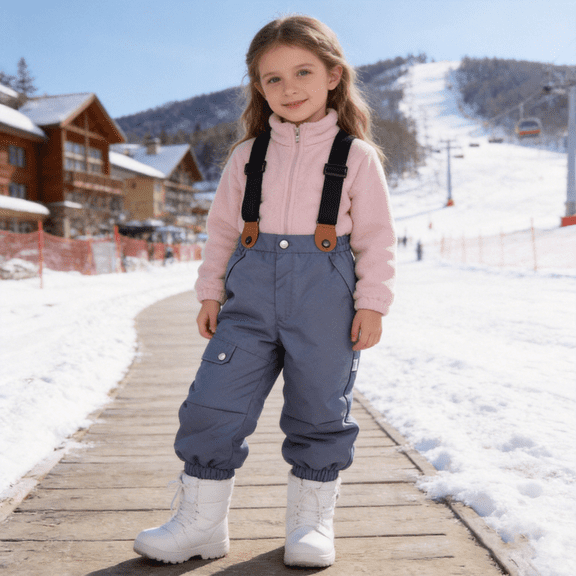 Hotiary 2-6Y Toddler Baby Boys Girls Winter Warm Thicken Bib Pants Windproof Ski Snow Pant With Pockets