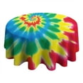 thumbnail image 4 of Colorful Tie Dye Mandala Pattern Round Tablecloth 60"x60",Wrinkle Wipeable Table Cloth for Kitchen Dining Room Picnic Patio Party, 4 of 6