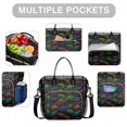 thumbnail image 2 of Black Cartoon Colorful Dinosaurs Skeletons Womens Lunch Box for Work,Insulated Large Lunch Bag for Tween and Teen,Loncheras Para Mujer,Leakproof Adult Lunch Bag for Work,Beach,Travel,Picnic,Camping, 2 of 5