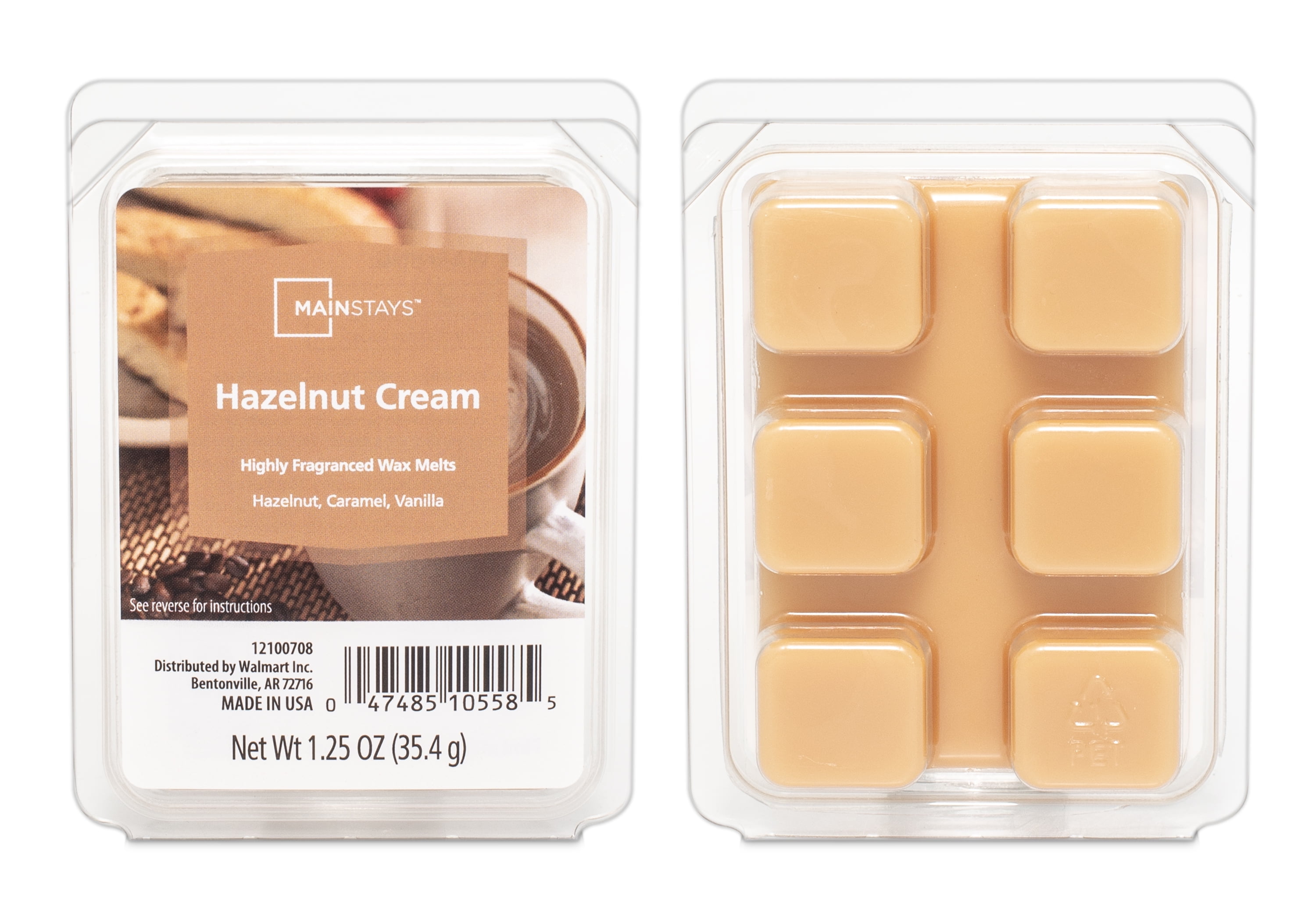 Mainstays Hazelnut Cream 6 Cube Wax Melts 1.25 oz with Hazelnut