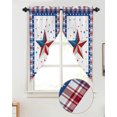thumbnail image 2 of Swag Curtains, America Flag Star Plaid Check Rod Pocket Kitchen Curtains Valances Tier Curtains Swag Valance Curtains for Bedroom Living Room 36" x 45", 2 Panels, 2 of 6