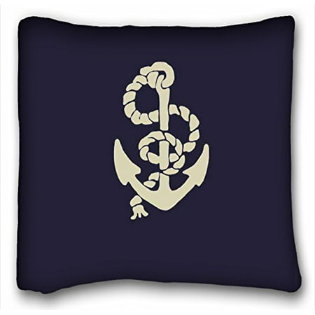 Nautical Throw Pillows Navy WinHome Standard New Arrival Pillowcase Navy Blue Anchor Nautical Throw Pillow Pillowcase Cover Cushion Size 18x18 inches Two Side Print ()