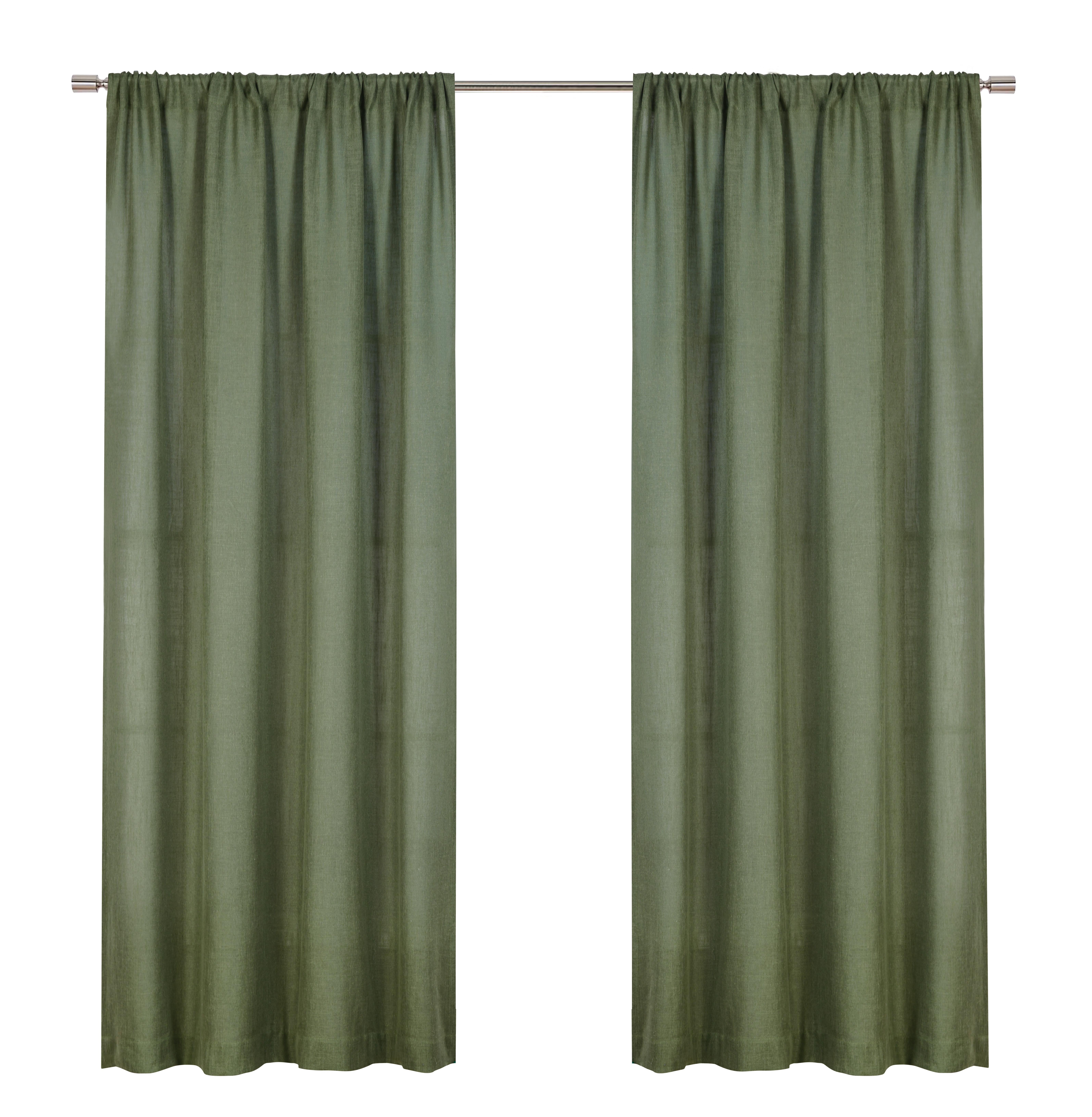 Better Homes & Gardens Light Filtering Linen Blend Rod Pocket Curtain, Single Panel, Dark Cilantro, 50" W x 95" L