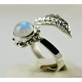 thumbnail image 4 of Navya Craft Rainbow Moonstone Round 925 Sterling Silver Handmade Women Statement Leaf Ring Size 5.5, 4 of 4