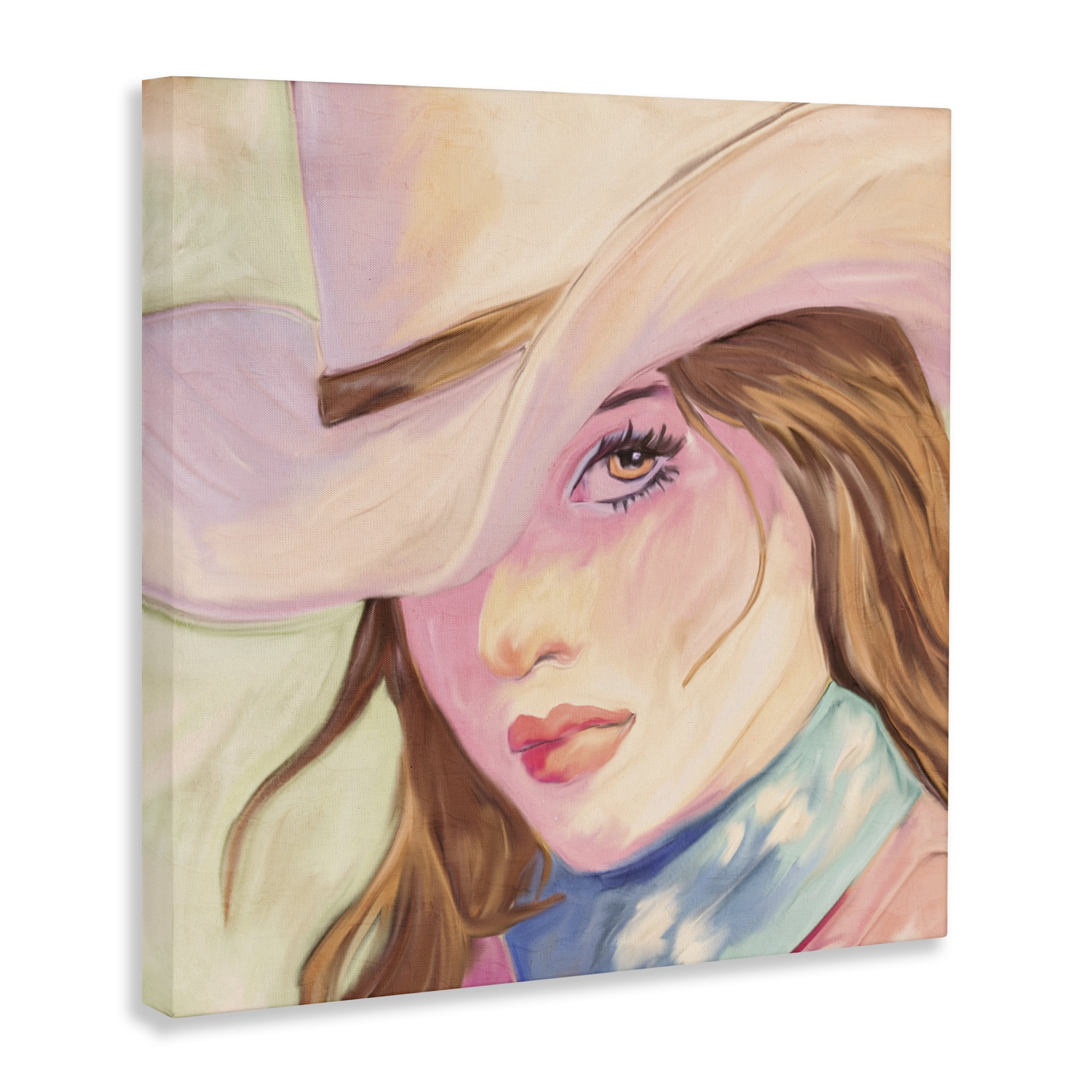 Pastel Cowgirl Brunette Canvas Wall Art, design by Kim Allen