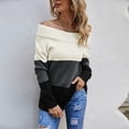 thumbnail image 4 of Gibobby SuéTer Para Mujer Mujeres Casual Color sólido A juego Fuera del hombro Suéteres de tamaño Túnica de punto Tops(Gris,G), 4 of 6