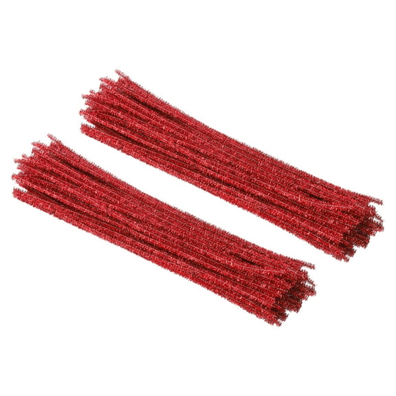Uxcell 30cm/11.8" Pipe Cleaners Chenille Stem,200Pcs Glitters Fuzzy Sticks,Red