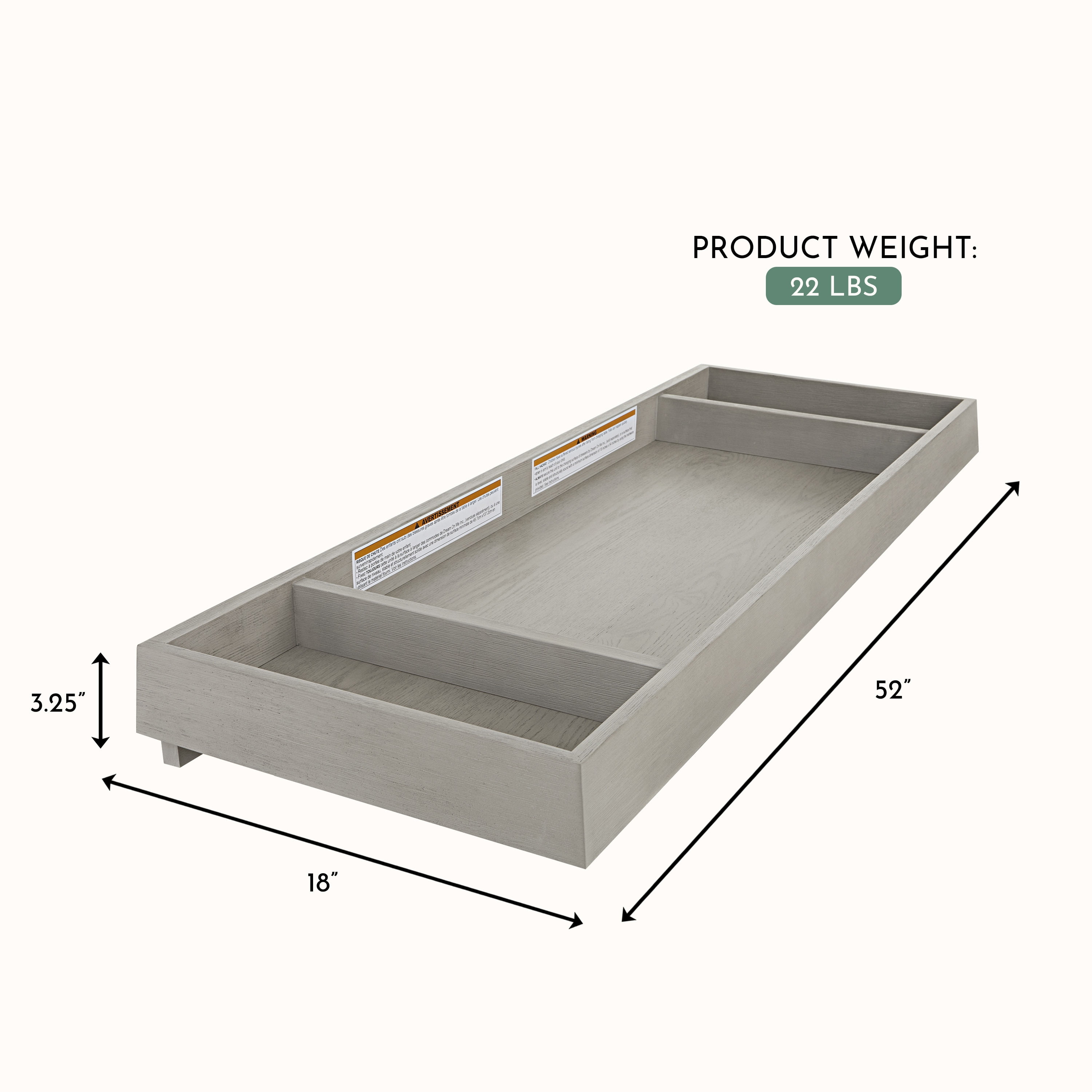Evolur Remy Changing Tray, Light Ash