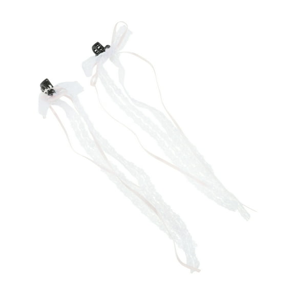 Unique Bargains 2 Pcs Hair Clip Grace Lace Ribbon Bow Claw Clip Pink