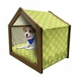 thumbnail image 1 of Lime Green Pet House, Lemon and Lime in Pop Art Inspired Pastel Toned Squares Graphic, Outdoor & Indoor Portable Dog Kennel with Pillow and Cover, 5 Sizes, Yellow Lime Green, by Ambesonne, 1 of 5