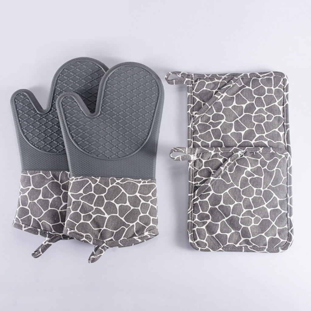 WINDLAND Heat Resistant Silicone Oven Gloves Durable Oven Mitts Comfortable Pots Holder Suitable for Kitchen Cooking Grilling