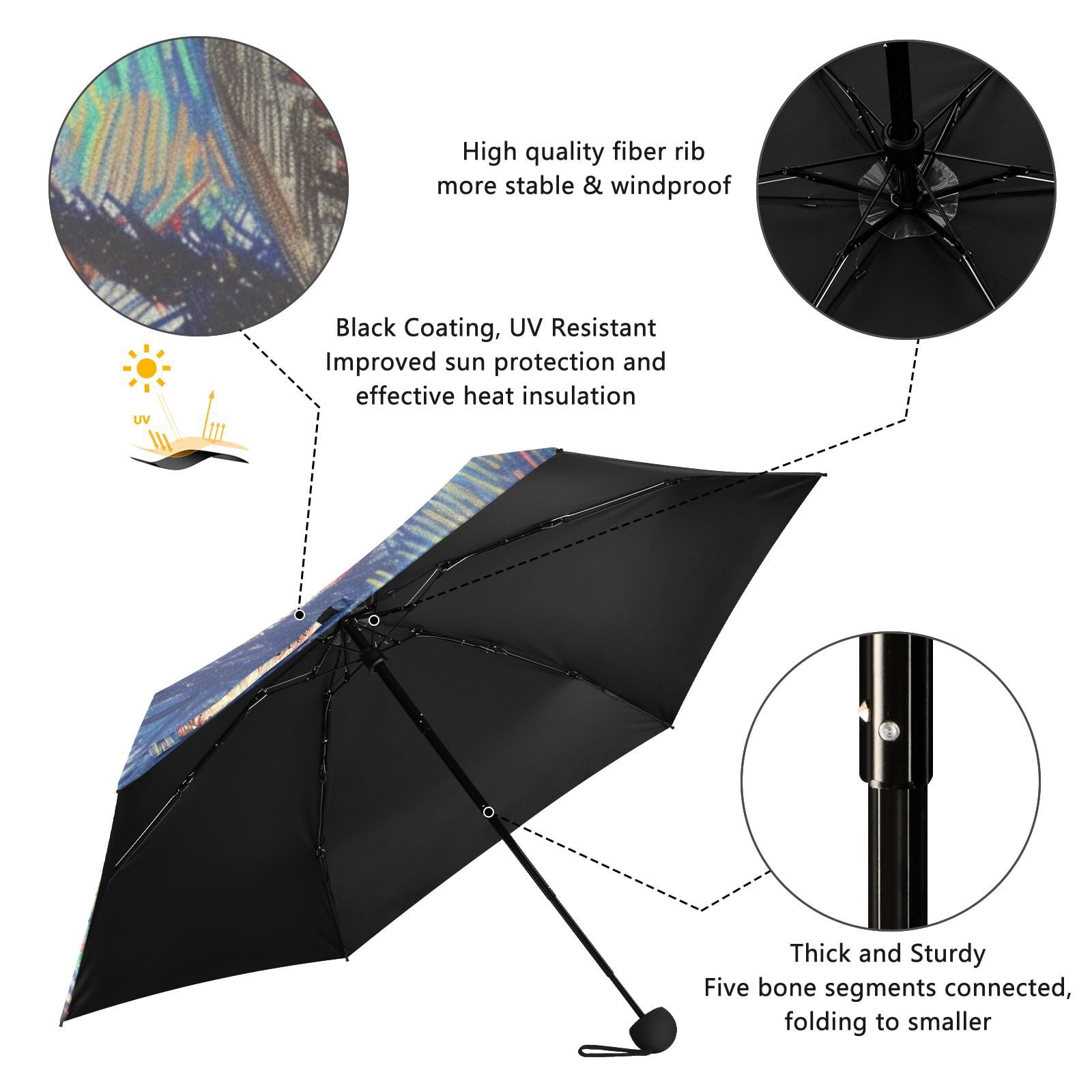 JSTEL Baseball Bat Folding Umbrella for Rain Sun Travel Mini Lightweight Compact Umbrellas