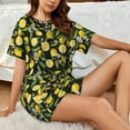 thumbnail image 6 of Womens Pajama Sets With Pocket, Lemon Fruits Flowers Leaves Lounge Sets Short Sleeve Sleepwear PJ Sets for Women, 6 of 6