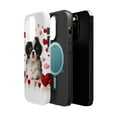 thumbnail image 2 of DistinctInk Tough Case for Apple iPhone 15 PRO (6.1" Screen), Compatible with MagSafe Charging - Valentine's Day Japanese Chin Puppy, 2 of 6