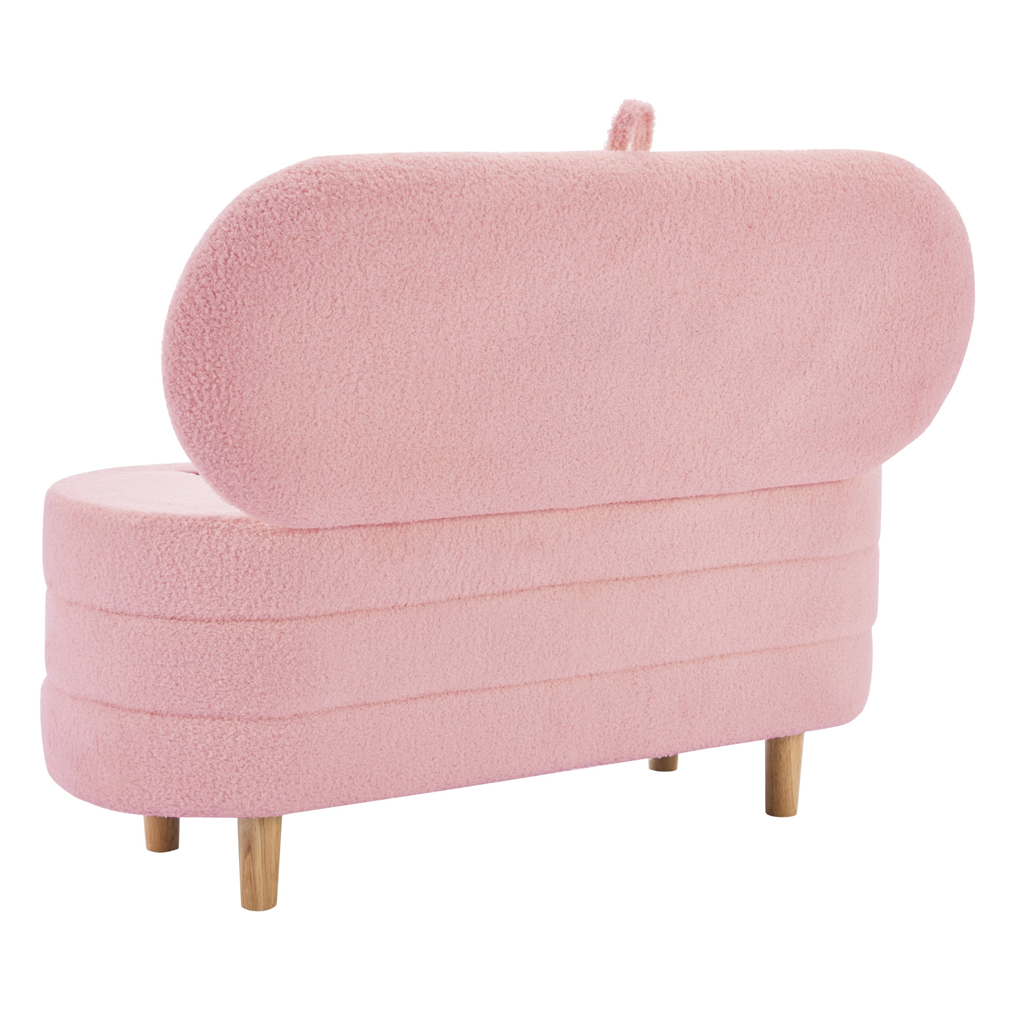 Euroco Upholstery Storage Ottoman Bench, Velvet and Button-Tufted for Living Room, Pink