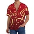 thumbnail image 1 of Balery Happy New Year2 Camisa Casual de Manga Corta con Botones para Hombre, Texturizada, Estilo Cubano, para Playa, Verano-3X-Large, 1 of 5