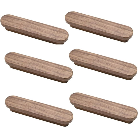 Gamvdout Dresser Knobs 6Pcst Shaped Cabinet Door Solid Wood Handle Furniture Drawer Cabinet Wooden Handle Black Walnut 32Mm