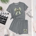 thumbnail image 6 of CYRBOKO Girls Outfit Sets, Summer Elastic Waist Short Sleeve Casual Two-piece Sets Gray Size 12-13 T, 6 of 6