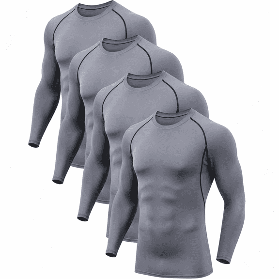alpinario 5/4 Pack Compression Shirts Men Long Sleeve Athletic Base Layer Undershirt Workout Gym High Elastic Performance Breathable Moisture Wicking