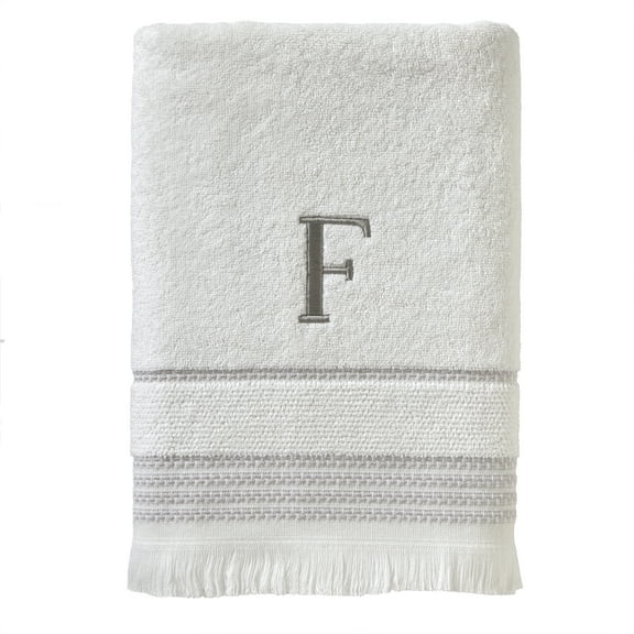 SKL Home Casual Monogram Bath Towel, "F", White