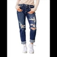 thumbnail image 3 of Pantalones Vaqueros Boyfriend de Tiro Medio Rotos para Mujer, Holgados, Desgastados y Elásticos Azul Oscuro XL, 3 of 8