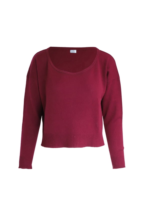 Pre-Owned Prada Cropped Sweater in Burgundy Wool