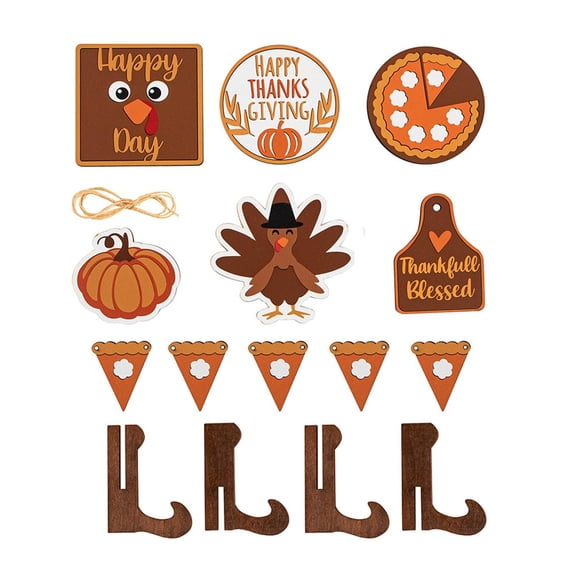 Thanksgiving Decor, Tiered Tray Decoration Set with Turkey Pumpkin Fall Signs, Autumn Tabletop Display Ornaments for Farmhouse Kitchen Dining Room Mantel Party