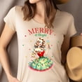 thumbnail image 4 of Merry & Bright T-Shirt | Retro Pin-Up Holiday Lights Graphic Tee, Natural, Size M, 4 of 6