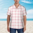 thumbnail image 5 of Uemuo Pink Checkboard Printed Regular Fit Short Sleeve Casual Hawaiian Shirt for Men,Aloha shirt,Tropical shirt,Floral print shirt,Vacation Beach shirt-Small, 5 of 9