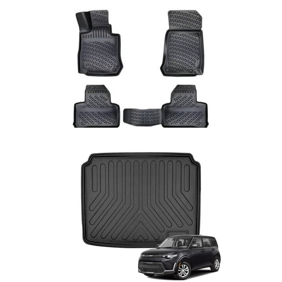 Car Floor Mats   Cargo Liner (Full SET) Compatible for Kia Soul 2020-2024 Waterproof | All Weather