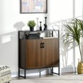 thumbnail image 2 of HOMCOM Buffet Cabinet, Glass Tabletop Accent Sideboard with Storage Cabinet and Open Shelf, Console Table for Living Room, Kitchen, Entryway, Brown, 2 of 10
