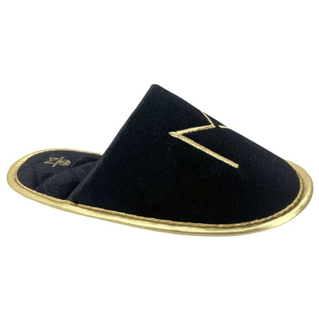 

Material Girl Women’s Scuff Slippers - Velour Upper with Material Girl Logo Embroidery - Quilted Velour Insole with Gold Binding and Cushion Comfort Padding - Indoor/Outdoor Outsole