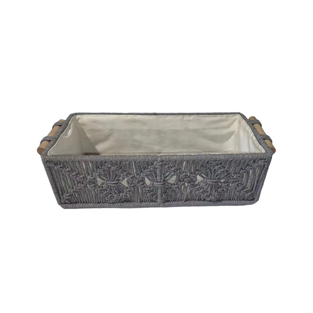 Wosthever Organizador de cuerda de algodón para mesa, caja de almacenamiento moderna a la moda, caja de tejido que ahorra espacio para el hogar, la Almacenamiento y organización del hogar Gris Largo Wosthever HA070956-05