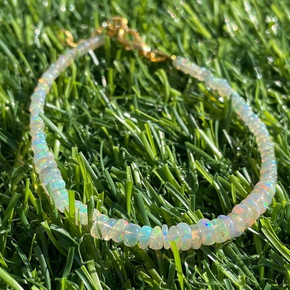 Natural Ethiopian Opal Beads Bracelet: Handmade Gemstone Jewelry