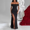 thumbnail image 2 of Vestido largo sexy con un solo hombro y abertura para mujer - Elegante vestido de noche ajustado de color liso, 2 of 8