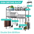 thumbnail image 2 of 1/2-Tier Over the Sink Dish Drying Rack, Dishes Drainer Shelf with Utensils Holder Washing Drainer Organizer Shelf for Kitchen Dishes Bowls Cup Organizing, 2 of 8
