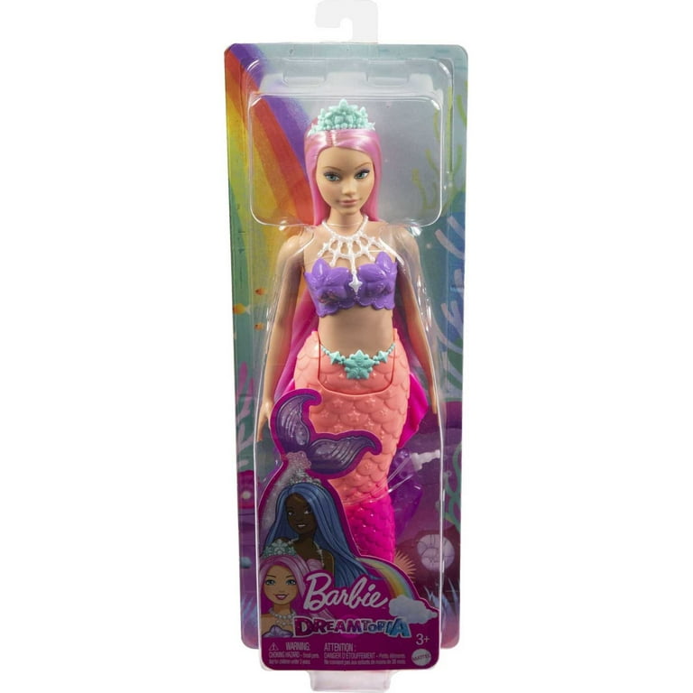 Barbie Dreamtopia Mermaid Doll with Magical Rainbow Fantasy Looks Curvy Body Pink Hair Tail Tiara Walmart