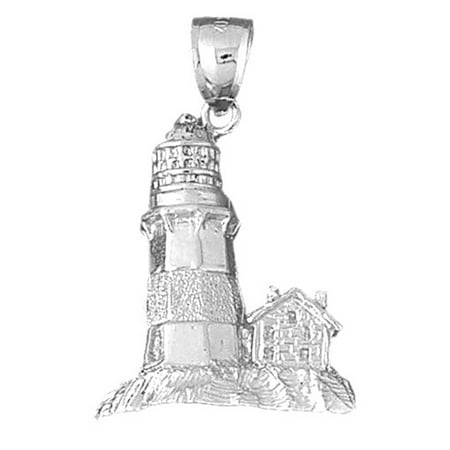 - 18K White Gold Lighthouse Pendant - 35 mm