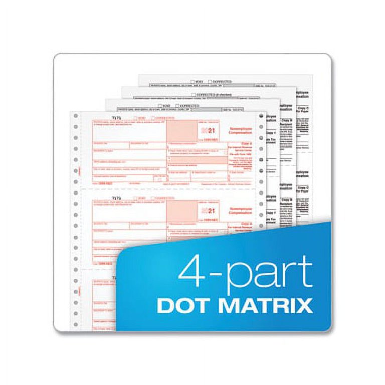 4-Part 1099-NEC Continuous Tax Forms 8.5 x 11, 24/Pack