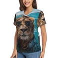 thumbnail image 2 of Xecao Hawaiian Swimming Lion for Women's V-Neck T-Shirts-Elegant Half-Sleeve Tops Perfect for Summer-3X-Large, 2 of 5
