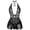 Black, variant on Bodysuit for Women Babydoll Lingerie Sexy Lace Deep V-Neck One Piece Sleepwear Black L