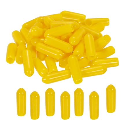 

200pcs 4mm Rubber End Caps Cover PVC Vinyl Screw Thread Protector Round Wire Shelf Caps Yellow