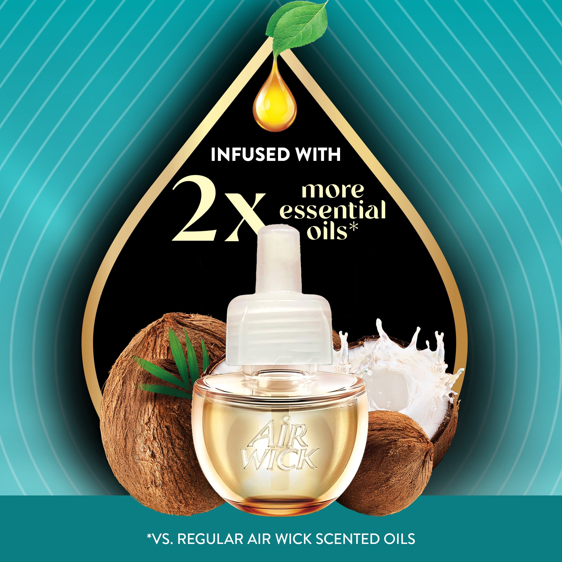 (6 pack) Air Wick Plug-in Vibrant Scented Oil Air Freshener Warmer Refills Island Coconut and Warm Sands 3 Count