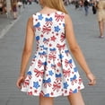 thumbnail image 5 of AUNVITO Girls Sleeveless Round Neck Summer Dress Fourth of July Print Waist Cinched Fit & Flare Casual Sundress, 5 of 5