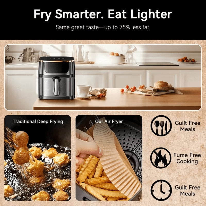 PDstation Air Fryer, 10L Capacity, 1-Basket, Air Fry, One-Touch Presets, Non-Stick, Dishwasher Safe，360° Rapid Cooking, 1400 Watt Power, Adjustable Temperature, Touch Panel Control